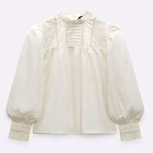 ZARA EMBROIDERED POPLIN BLOUSE